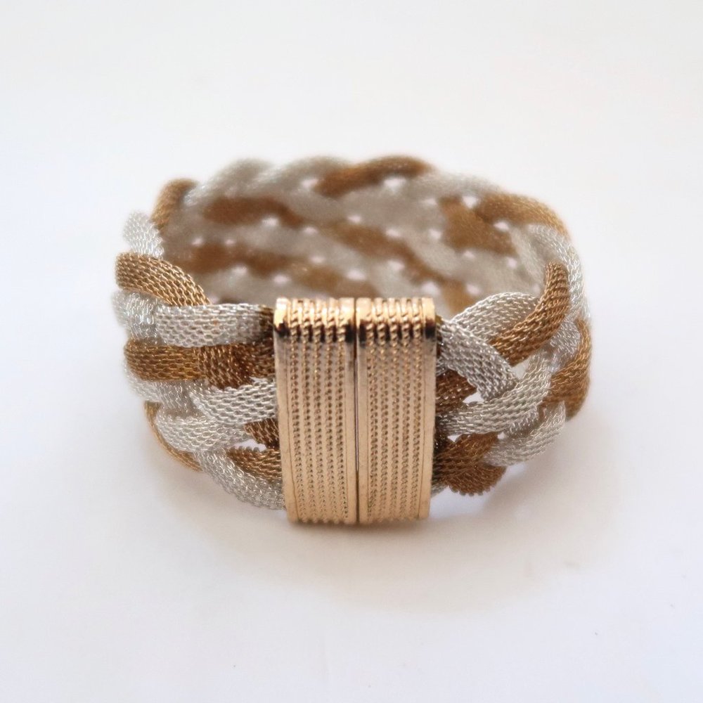 Braided metal mesh cuff bracelet